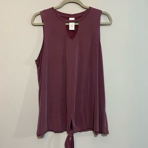Sleeveless Purple Shirt W/ Front Tie